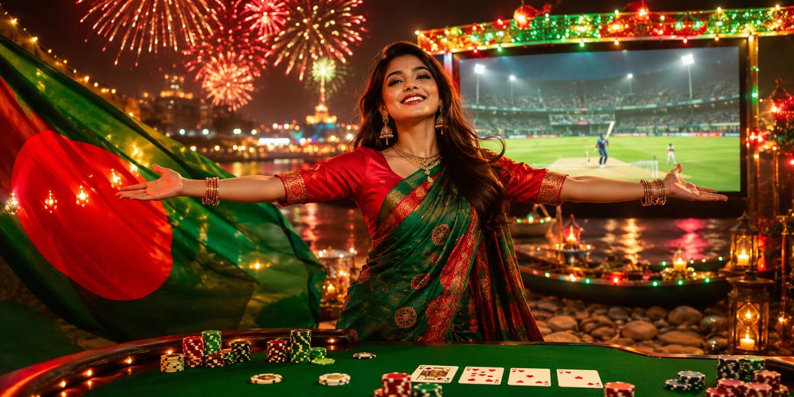 সিলেটে লাল-সবুজ পতাকার পটভূমিতে ক্রিকেট বেটিং উদযাপন